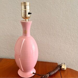 Vintage Pastel Pink Boudoir Ceramic Nursery Girls Room Desk Table Lamp 9.5" Tall